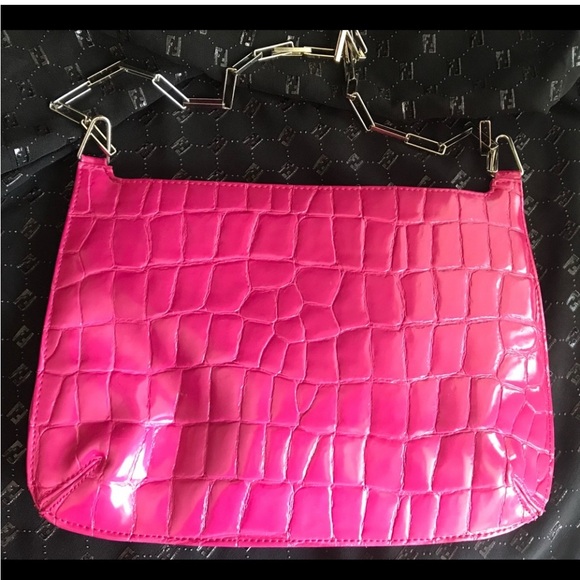 Bebe Pink Croc-Embossed Women's Bag - Picture 4 of 4